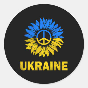 Ik Sta Met Oekraïense Zonnebloem Vlag Oekraïne Ste Ronde Sticker