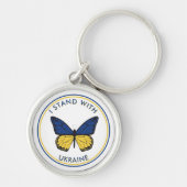 Ik sta met Oekraïne bewerkbaar vlinderontwerp Sleutelhanger (Voorkant)