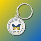 Ik sta met Oekraïne bewerkbaar vlinderontwerp Sleutelhanger