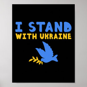 Ik Sta Met Oekraïne Duif Vrede Pro-oekraïne Blauw Poster