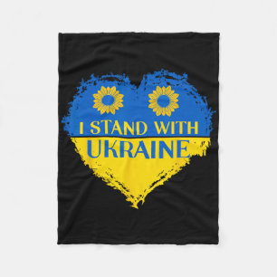 Ik sta met Oekraïne Hart Vlag Steun Zonnebloemen Fleece Deken