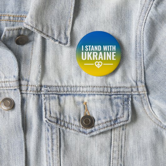 Ik sta met Oekraïne hart vrede teken Button (In situ)