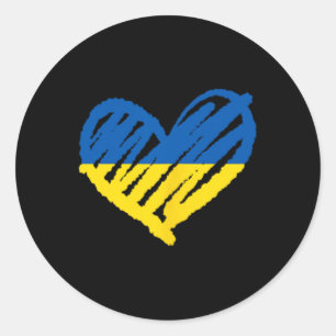 Ik sta met Oekraïne Oekraïense vlag Vrede Hart Ronde Sticker