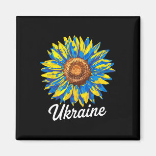 Ik Sta Met Oekraïne Oekraïense Vlag Zonnebloem Vin Magneet