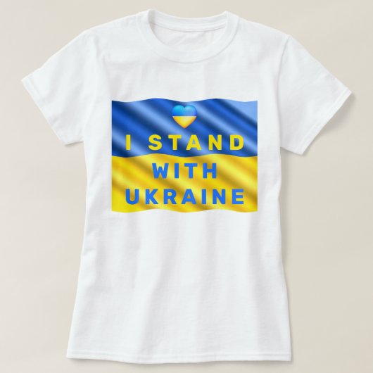 Ik sta met Oekraïne T-shirt Oekraïense vlag (Design voorkant)