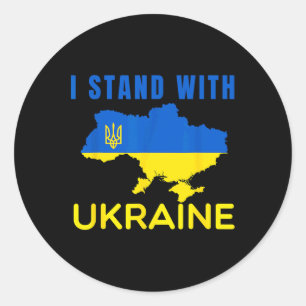 Ik sta' met Oekraïne Vlag Embleem Kaart Patriot Ma Ronde Sticker