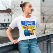 Ik sta met Oekraïne Vlag Retro Rosie Vrouwen Basic T-shirt