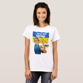 Ik sta met Oekraïne Vlag Retro Rosie Vrouwen Basic T-shirt (Voorkant volledig)
