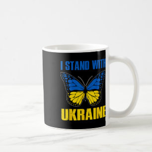 Ik Sta Met Oekraïne Vlinder Oekraïense Vlag  Koffiemok