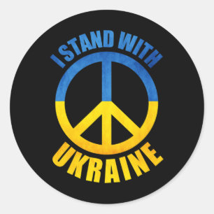 Ik sta met Oekraïne Vredes Symbool Ronde Sticker