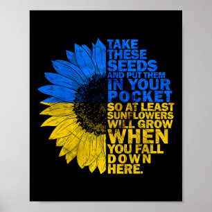 Ik sta met Oekraïne zonnebloem Oekraïense vlag ond Poster