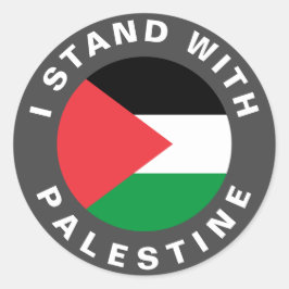 Ik sta met Palestijnse vlag gepersonaliseerd Ronde Sticker