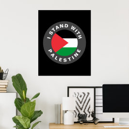Ik sta met Palestina aangepaste tekst en vlag zwar Poster