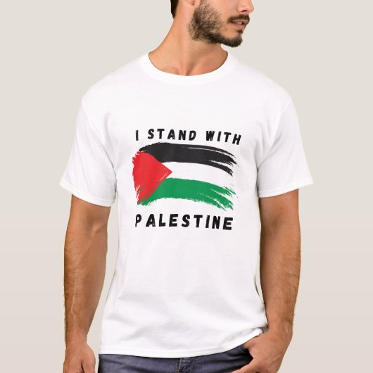 Ik sta met Palestina met vlag design print T-shirt (Voorkant)
