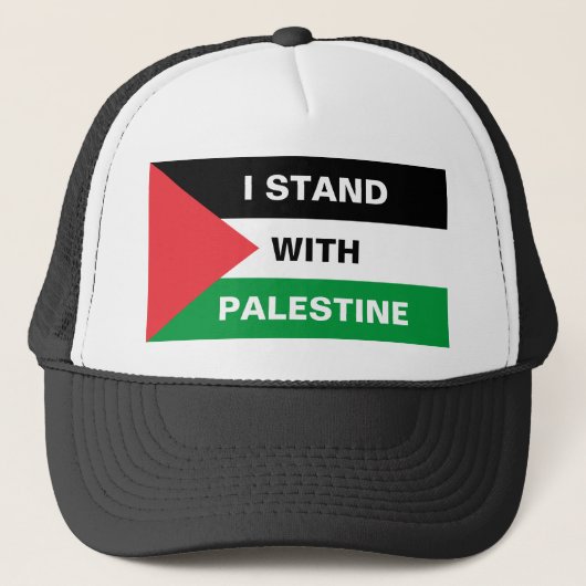 Ik sta met Palestina tekst Palestina vlag gewoonte Trucker Pet (Voorkant)