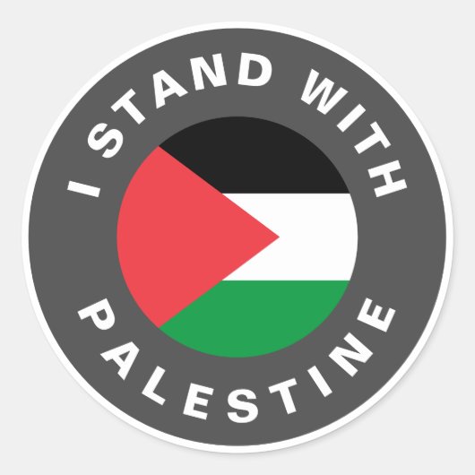 Ik sta met Palestina vlag aangepaste tekst Ronde Sticker (Voorkant)