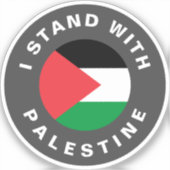 Ik sta met Palestina vlag aangepaste tekst Sticker (Voorkant)