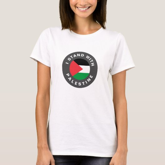 Ik sta met Palestina vlag aangepaste tekst T-shirt (Voorkant)