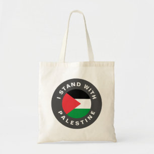 Ik sta met Palestina vlag aangepaste tekst Tote Bag