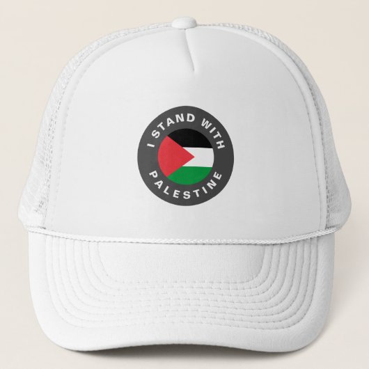 Ik sta met Palestina vlag aangepaste tekst Trucker Pet (Voorkant)