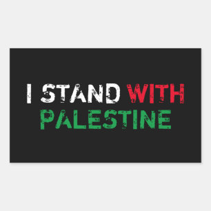 Ik sta met Palestina witte rode groene typografie Rechthoekige Sticker
