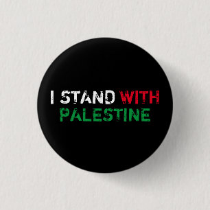 Ik sta met Palestina witte rode groene typografie Ronde Button 3,2 Cm