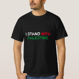 Ik sta met Palestina witte rode groene typografie T-shirt