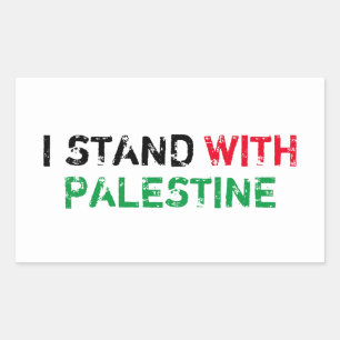 Ik sta met Palestina zwart rood groen typografie Rechthoekige Sticker