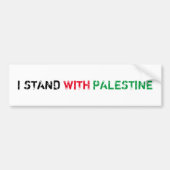 Ik sta met Palestina zwart rood groen wit tekst Bumpersticker (Voorkant)