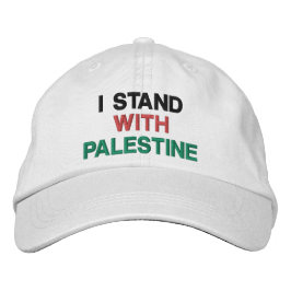 Ik sta met Palestina zwart rood groen wit tekst Geborduurde Pet