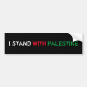 Ik sta met Palestine wit rood groen zwart tekst Bumpersticker (Voorkant)