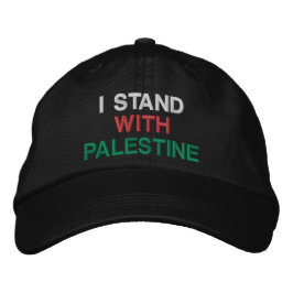 Ik sta met Palestine wit rood groen zwart tekst Geborduurde Pet
