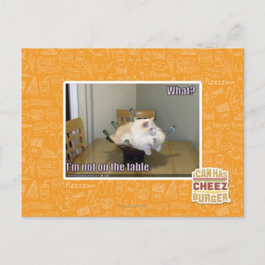 Ik sta niet op de tafel briefkaart (Voorkant)