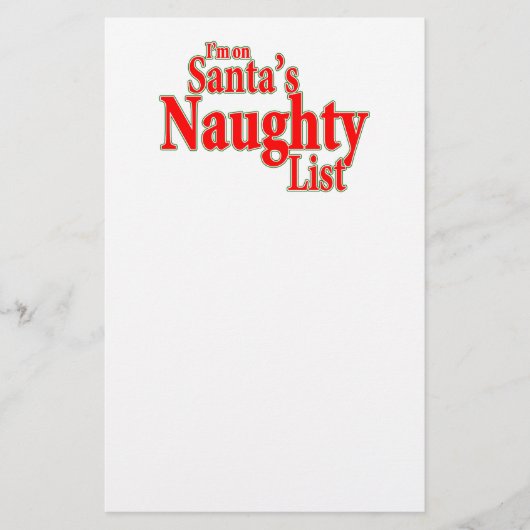 Ik sta op de Naughty List van Santa Briefpapier (Voorkant)