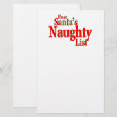Ik sta op de Naughty List van Santa Briefpapier (Voorkant / Achterkant)