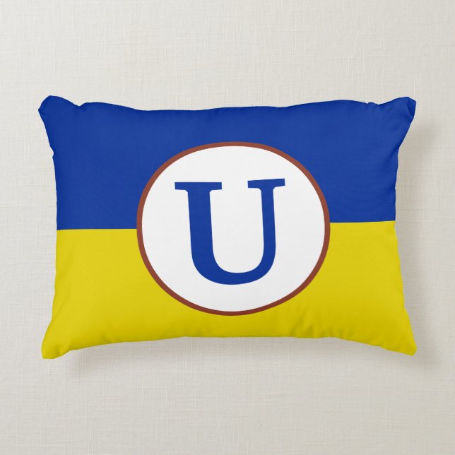Ik sta op het blauwe gele vlagmonogram van Oekraïn Accent Kussen (Voorkant)