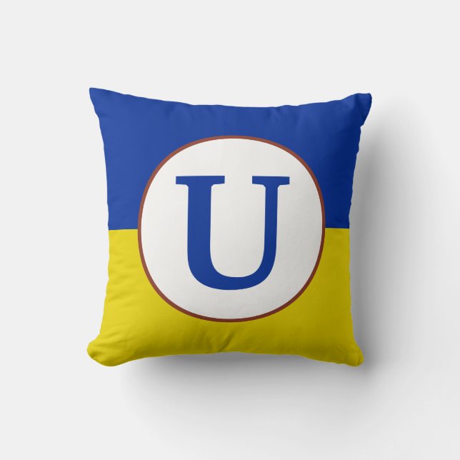 Ik sta op het blauwe gele vlagmonogram van Oekraïn Kussen (Voorkant)