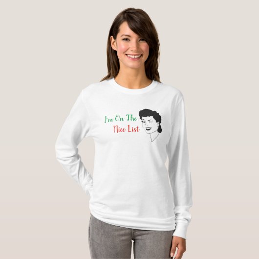 Ik sta op het Nice List Retro Kerstmis Shirt (Voorkant volledig)