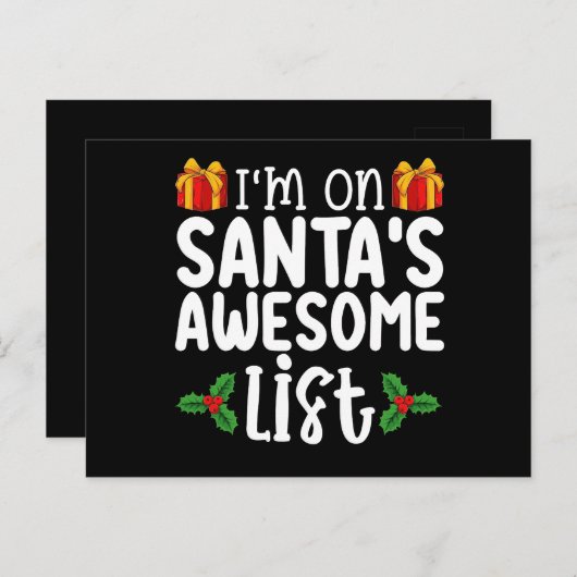 Ik sta op Santa's Geweldige lijst met mooie ondeug Briefkaart (Voorkant / Achterkant)