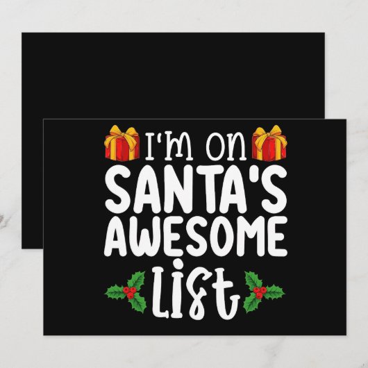 Ik sta op Santa's Geweldige lijst met mooie ondeug Kaart (Voorkant / Achterkant)