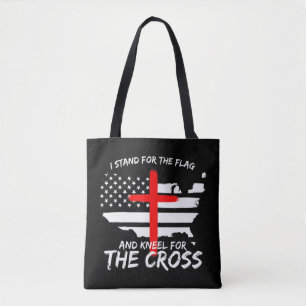 Ik sta voor de vlag en Kneel voor de Cross Patri Tote Bag