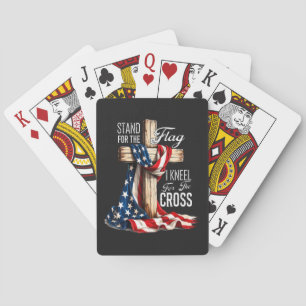 Ik sta voor de vlag en kniel voor het kruis pokerkaarten