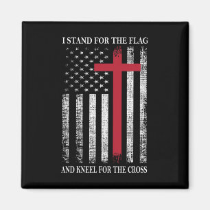 Ik sta voor de vlag en kniel voor het kruis Usa F Magneet