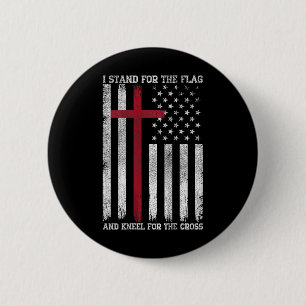 Ik sta voor de vlag kniel voor het kruis Usa Ameri Ronde Button 5,7 Cm
