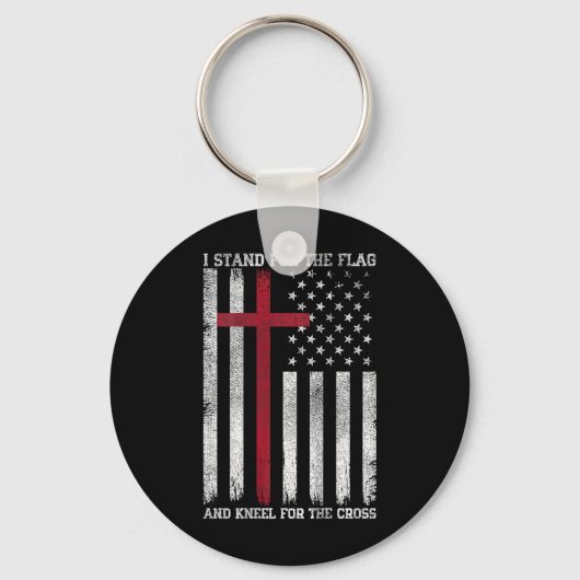 Ik Sta Voor De Vlag Kniel Voor Het Kruis Vs Ameri Sleutelhanger (Voorkant)