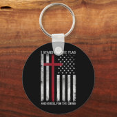 Ik Sta Voor De Vlag Kniel Voor Het Kruis Vs Ameri Sleutelhanger (Voorkant)