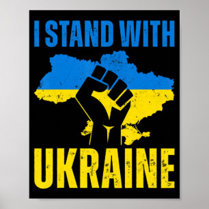 Ik sta voor Oekraïne, de Oekraïense vlag stijgt he Poster