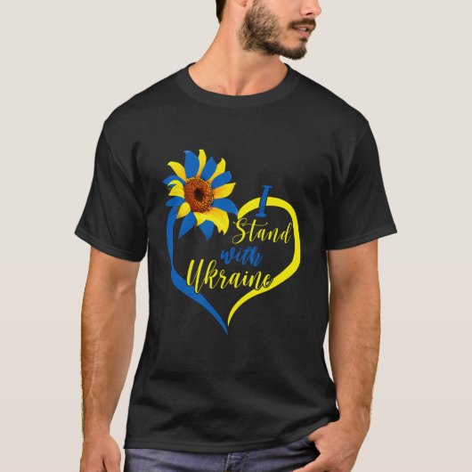 Ik sta voor Oekraïne Heart Ukraine Sunflower Ukrai T-shirt (Voorkant)