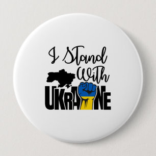 Ik sta voor Oekraïne   Solidariteit   Kaart Oekra Ronde Button 4,0 Cm
