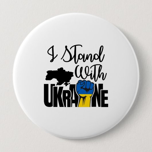 Ik sta voor Oekraïne | Solidariteit | Kaart Oekraï Ronde Button 4,0 Cm (Voorkant)